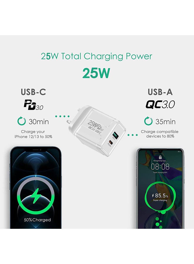روك بو شاحن USB Type-C لهواتف آيفون 13/12/11 برو ماكس X/XR/XS/8/SE 2020/آي باد/سامسونج S20/هواوي P40/P30 أبيض  - Image 2