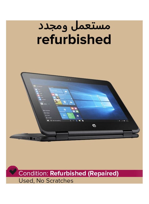 مستعمل ومُجدد - لابتوب كروم بوك طراز x360 11 G1 EE بشاشة لمس مقاس 11.6 ومعالج سيليرون N3350 بذاكرة رام 4 جيجابايت وفلاش درايف eMMC سعة 32 جيجابايت وبطاقة رسومات إنتل 500 بدقة عالية الوضوح ونظام تشغيل كروم اللغة الإنجليزية رمادي