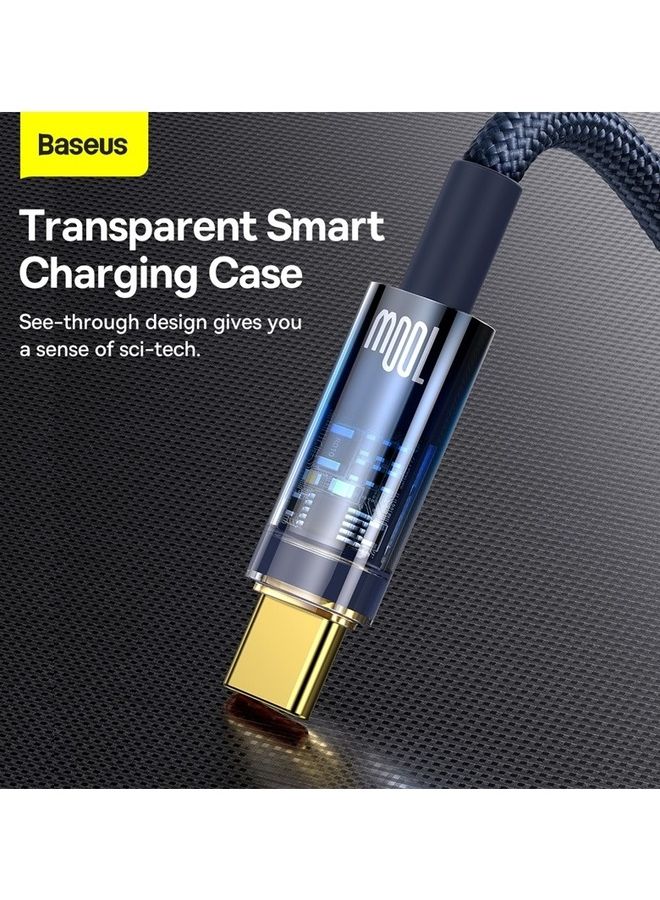 Baseus 100W USB To Type-C Explorer Series Auto Power-Off Fast Charging Data Cable for Huawei, Honor, Xiaomi and all Type C Devices 6A,1m, Blue - Image 3