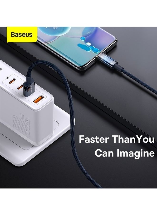 Baseus 100W USB To Type-C Explorer Series Auto Power-Off Fast Charging Data Cable for Huawei, Honor, Xiaomi and all Type C Devices 6A,1m, Blue - Image 4