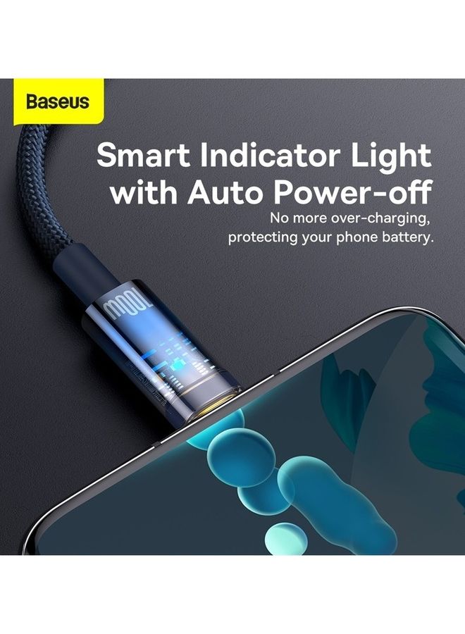 Baseus 100W USB To Type-C Explorer Series Auto Power-Off Fast Charging Data Cable for Huawei, Honor, Xiaomi and all Type C Devices 6A,1m, Blue - Image 5