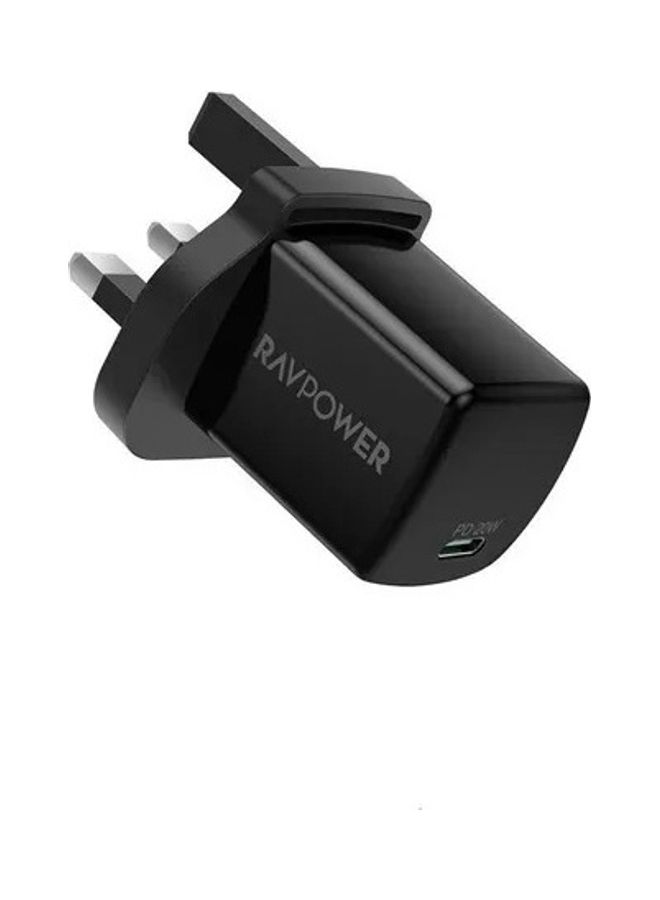 RAVPOWER 20W PD 2-Port Wall Charger Black  - Image 1