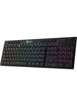 K618 Horus Wireless RGB Mechanical Keyboard, BT/2.4Ghz/Wired Tri-Mode Ultra-Thin Low Profile w/No-Lag Cordless Connection, Dedicated Media Control & Linear Red Switch, Black | K618-RGB - v1658226657/N53332690A_1