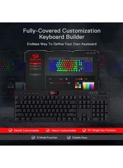 REDRAGON K618 Horus Wireless RGB Mechanical Keyboard, BT/2.4Ghz/Wired Tri-Mode Ultra-Thin Low Profile w/No-Lag Cordless Connection, Dedicated Media Control & Linear Red Switch, Black | K618-RGB  - Image 3