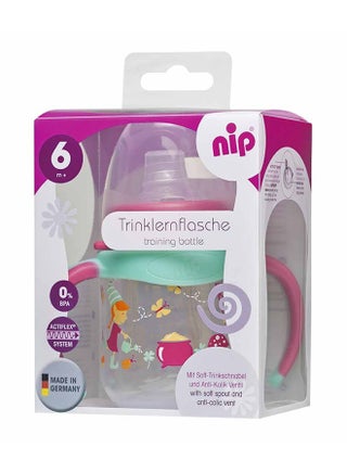 Wide-Neck Training Feeding Bottle, Soft Spout, PP, With Handle, For Girls, Elves Pink, 150 ML, 6M+ - v1658232659/N10987712A_1