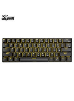 RK61 61-Key Yellow Backlight Bluetooth/2.4G Wireless/USB Wired Three Modes Tablet Computer Mobile Office Gaming Keyboard