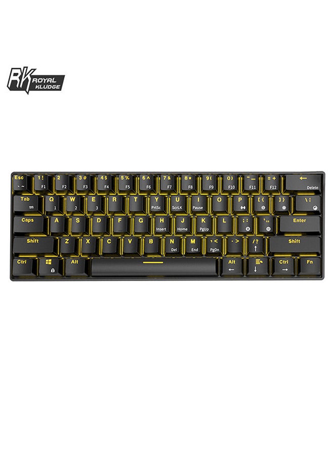 Royal Kludge - RK61 61-Key Yellow Backlight Bluetooth/2.4G Wireless/USB Wired Three Modes Tablet Computer Mobile Office Gaming Keyboard - Image 1