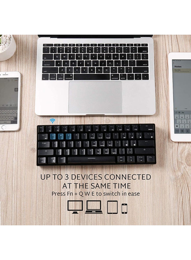 Royal Kludge - RK61 61-Key Yellow Backlight Bluetooth/2.4G Wireless/USB Wired Three Modes Tablet Computer Mobile Office Gaming Keyboard - Image 1