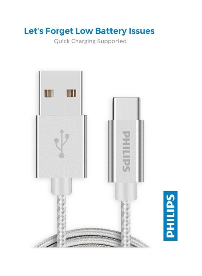 Philips USB- A to USB-C Braided Cable 1.2 meter Silver  - Image 4