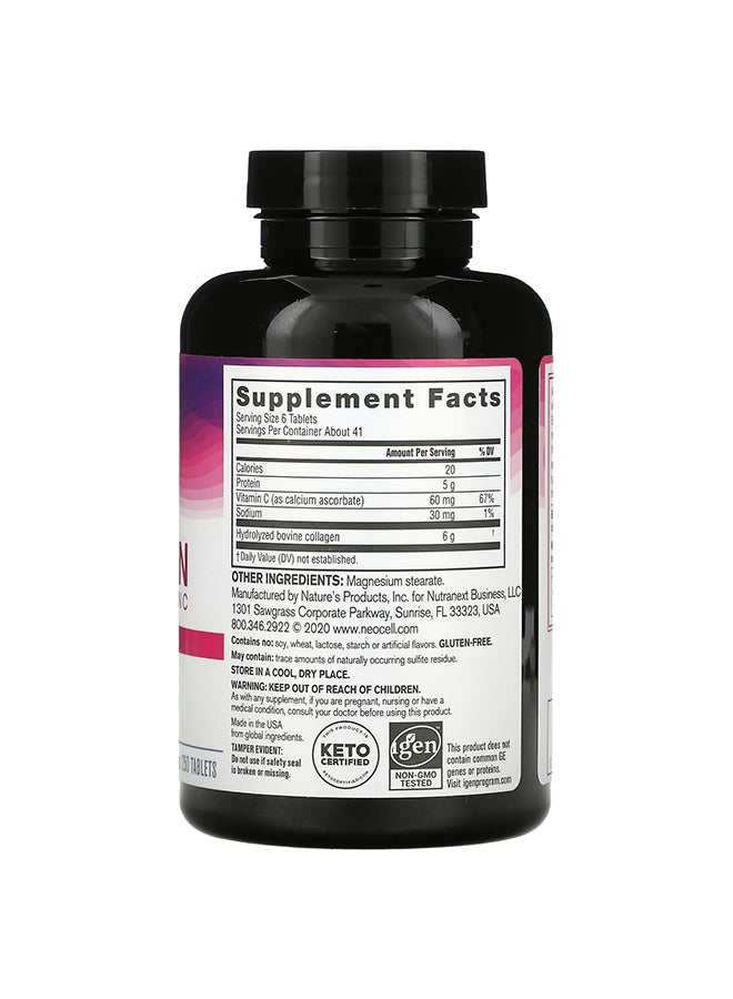 NEOCELL - Grassfed Collagen Peptides + Vitamin C 6000 MG - 250 Tablets - Image 1