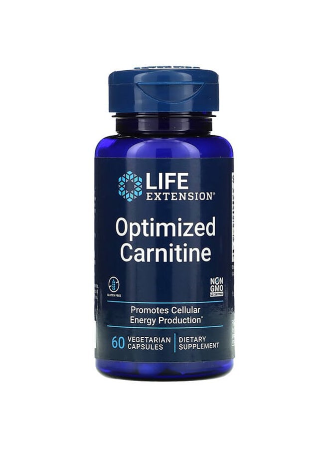 Life Extension Pack Of 2 Optimized Carnitine Dietary Supplement - 60 Capsules - Image 1