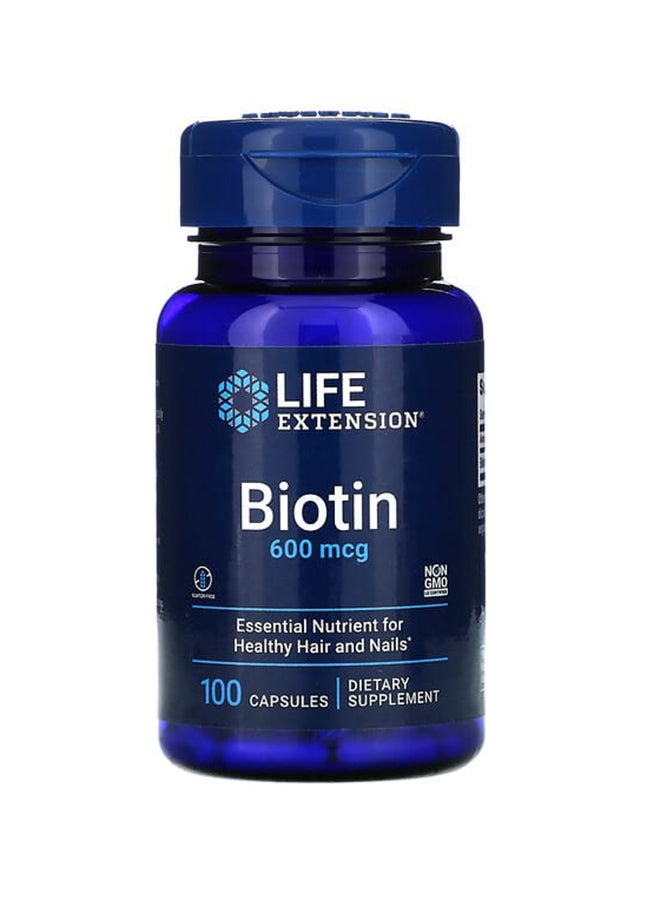 Life Extension Biotin 600mcg - 100 Capsules - Image 1