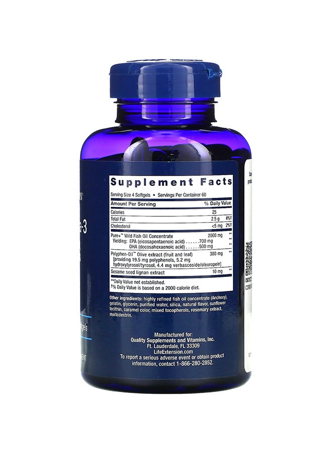 Life Extension Pack Of 2 Super Omega-3 EPA/DHA with Sesame Lignans And Olive Extract Dietary Supplement - 240 Softgels - Image 2