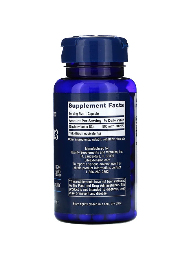 لايف إكستنشن مكمل غذائى فيتامين ب 3 نياسين 500 مجم - 100 كبسولة - Image 2