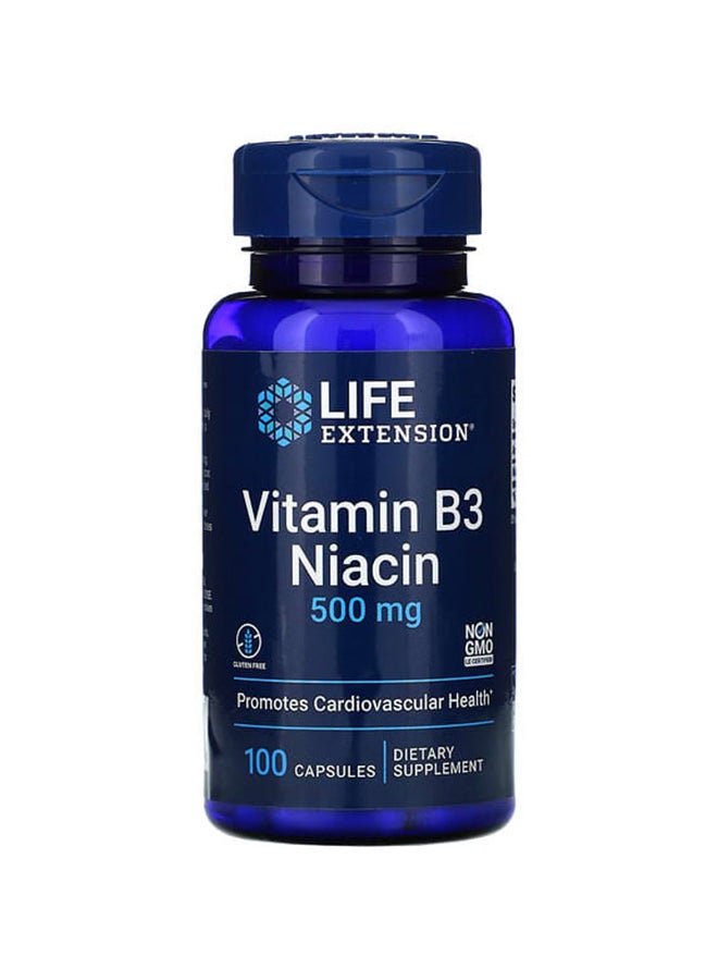 لايف إكستنشن مكمل غذائى فيتامين ب 3 نياسين 500 مجم - 100 كبسولة - Image 1