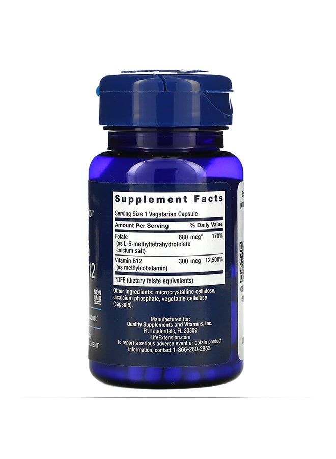 Life Extension BioActive Folate And Vitamin B12 - 90 Vegetarian Capsules - Image 2