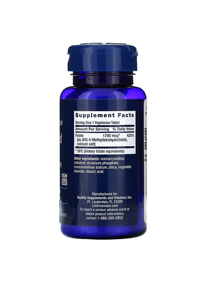 Life Extension - L-Methylfolate Optimized Folate - 100 Vegetarian Tablets - Image 1