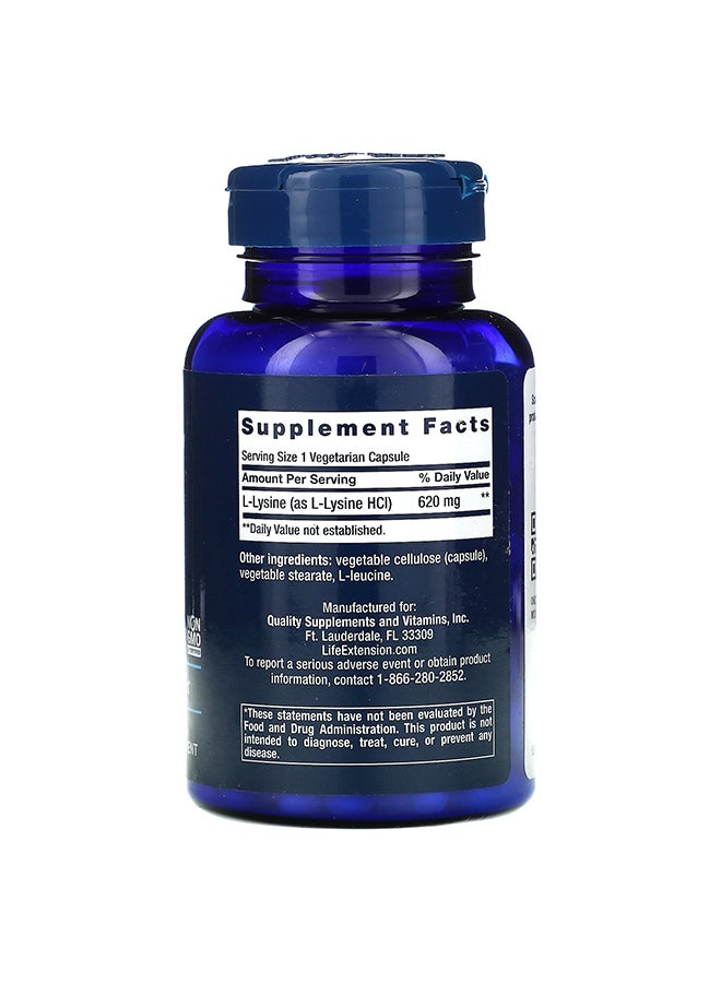 لايف إكستنشن مكمل غذائي إل-لايسين الأساسي لدعم الأحماض الأمينية - مكون من 100 كبسولة - Image 2