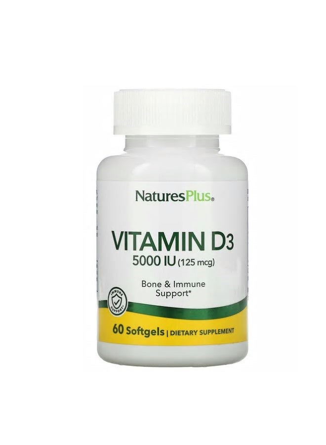 Nature's Plus Vitamin D3 5000 IU - 60 Softgels - Image 1