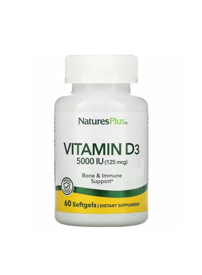 ناتشرز بلاس فيتامين D3 تركيز 5000 وحدة دولية -60 كبسولة هلامية - Image 1