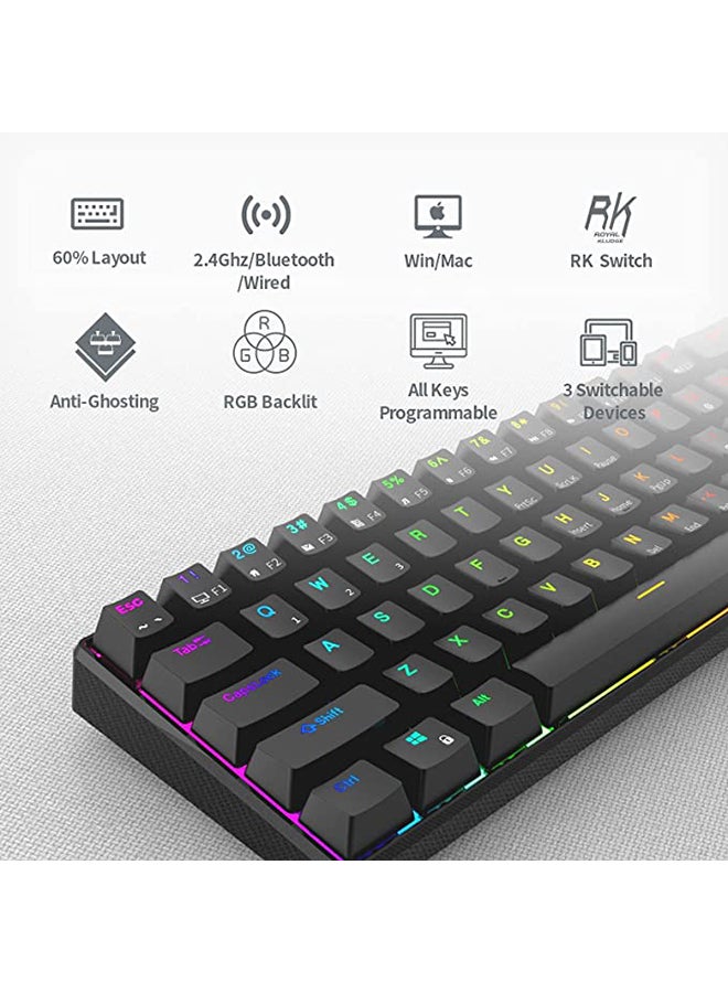 Royal Kludge - RK61 Dual - Mode Bluetooth/Wired Hot Swapable RGB Mechanical Gaming Keyboard Red Switch - Image 1