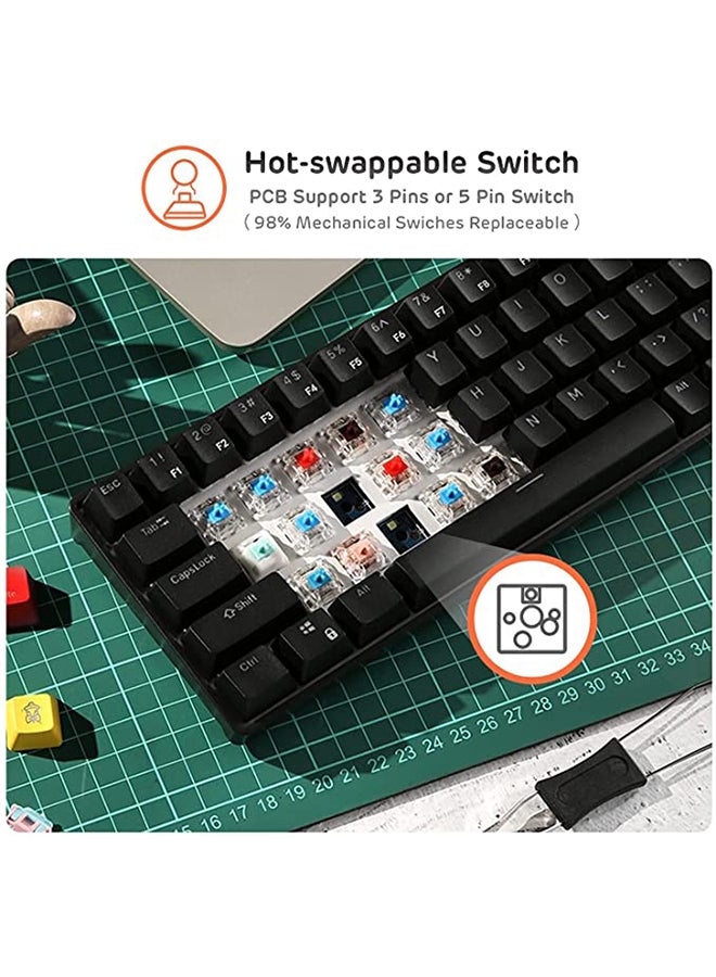 Royal Kludge - RK61 Tri - Mode Hot Swapable RGB Mechanical Gaming Keyboard Brown Switch - Image 1