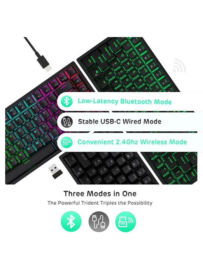 Royal Kludge - RK84 Tri - Mode Hot Swapable RGB Mechanical Gaming Keyboard Red Switch - Image 1