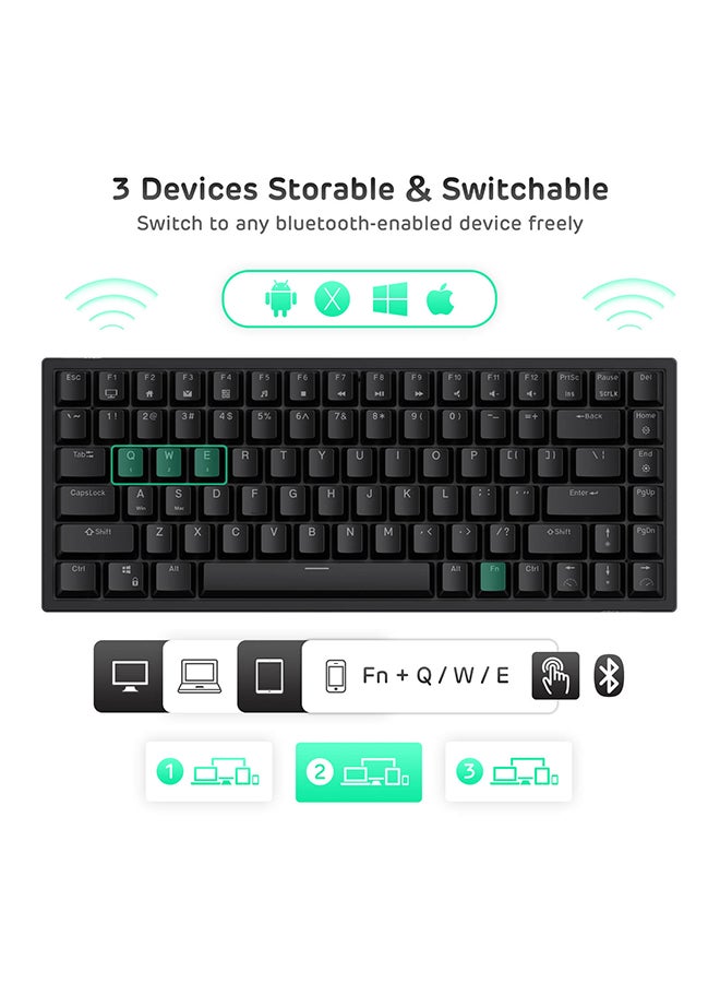 Royal Kludge - RK84 Tri - Mode Hot Swapable RGB Mechanical Gaming Keyboard Red Switch - Image 1