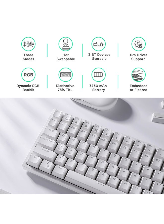 Royal Kludge - RK84 Tri - Mode Hot Swapable RGB Mechanical Gaming Keyboard Brown Switch - Image 1