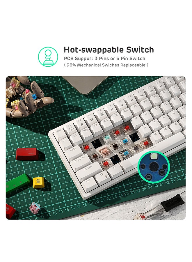 Royal Kludge - RK84 Tri - Mode Hot Swapable RGB Mechanical Gaming Keyboard Brown Switch - Image 1
