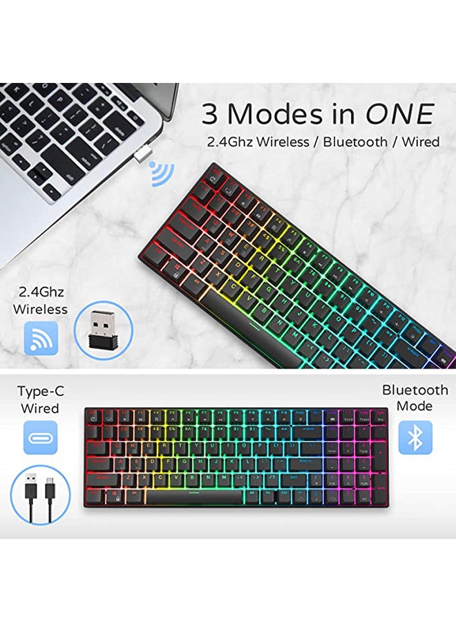 Royal Kludge - RK100 Tri - Mode Hot Swapable RGB Mechanical Gaming Keyboard Blue Switch - Image 1