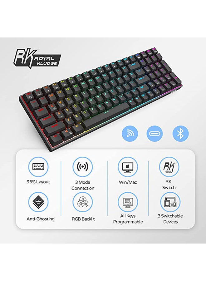 RK100 Tri - Mode Hot Swapable RGB Mechanical Gaming Keyboard Brown Switch