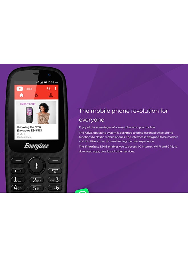 Energizer - Energy D241S Dual SIM 512MB RAM 4G LTE KaiOS Feature Phone, Eng-AR Keypad, FM - Image 1