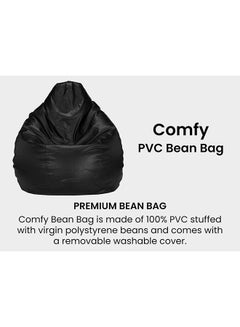Comfy Solid Multi-Purpose Bean Bag With Polystyrene Filling Black 80x80x50cm  - Image 2