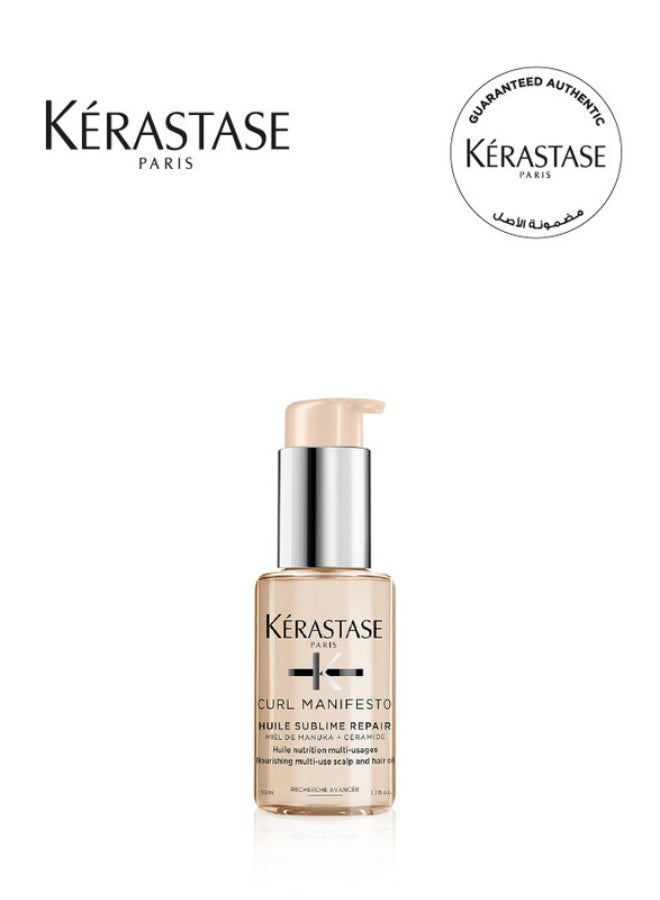 KERASTASE Curl Manifesto Sublime Repair Hair and Scalp Oil 50ml  - Image 1