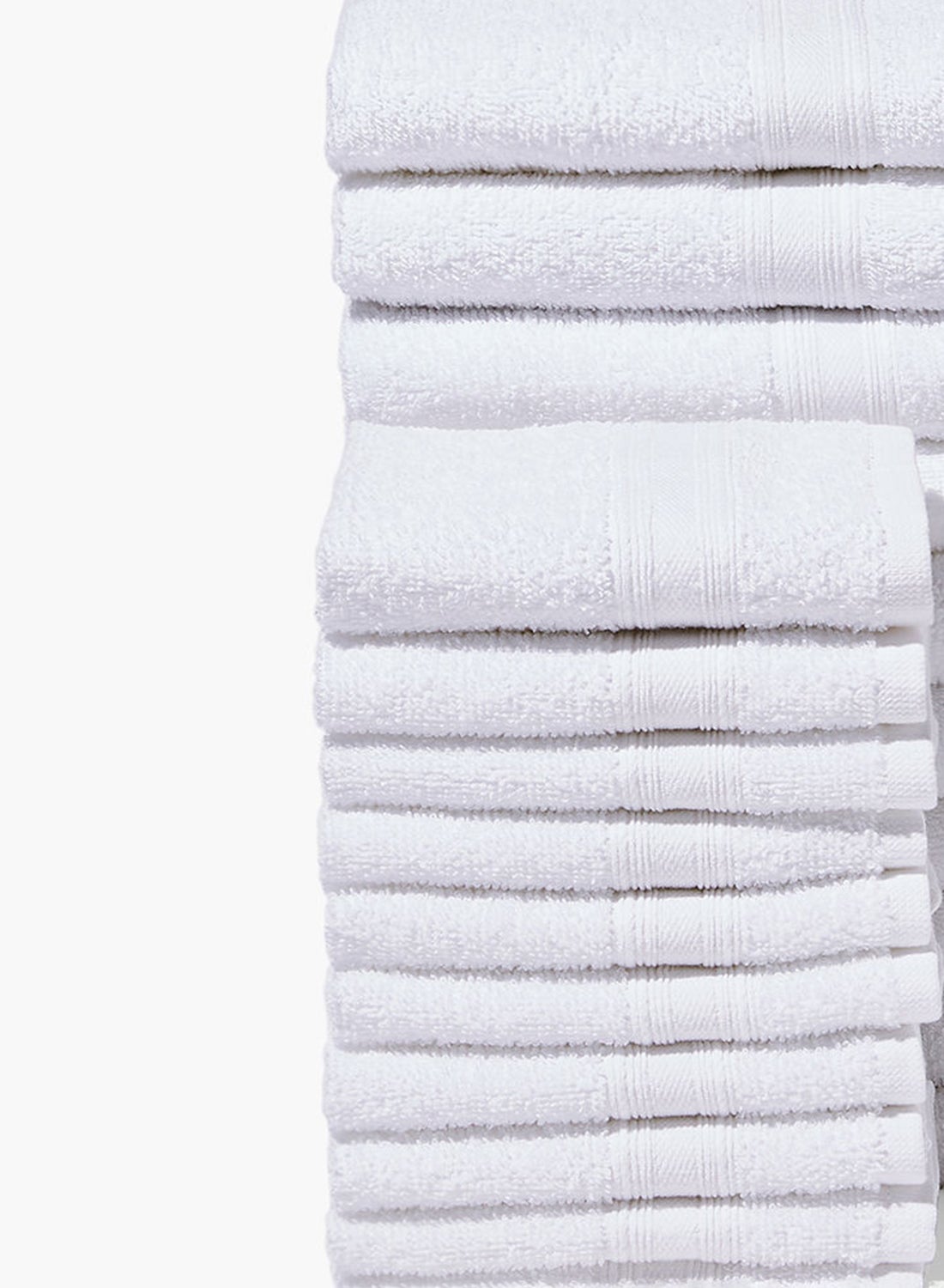 20 Piece Bathroom Towel Set - 400 GSM 100% Cotton Terry - 10 Hand Towel - 10 Face Towel - White Color -Quick Dry - Super Absorbent 