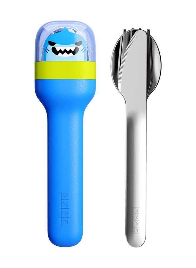 ZOKU 4-Piece Shark Pocket Utensil Set Blue 4.6x2.8x17cm  - Image 2