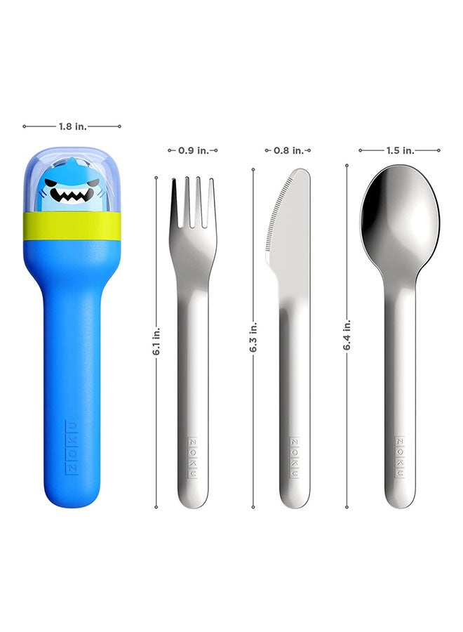 ZOKU 4-Piece Shark Pocket Utensil Set Blue 4.6x2.8x17cm  - Image 3