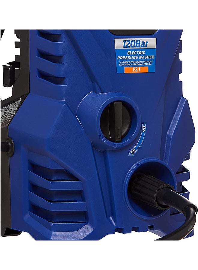 Ford - Ford 120 Bar Electric Pressure Washer With 5 Meter Hose & Soap Dispenser, Compact Design 1500 Watt Pressure Washer, Pressure Washer For Car, Home & Garden, Blue, F2.1 Blue/Black 27x46x26cm - Image 1