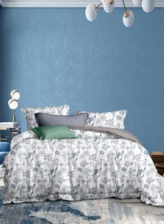Comforter Set King Size All Season Everyday Use Bedding Set Extra Soft Microfiber 3 Pieces 1 Comforter 2 Pillow Covers  White/Grey Polyester White/Grey