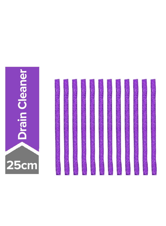 Pack of 12 Drain Pipe Cleaning Stick Purple 25cm - Image 1