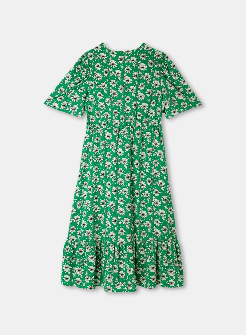 Yumi Floral Midi Dress Green