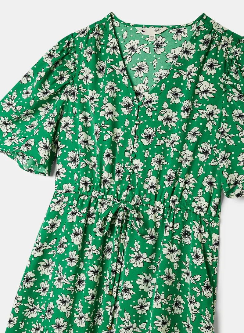 Yumi Floral Midi Dress Green