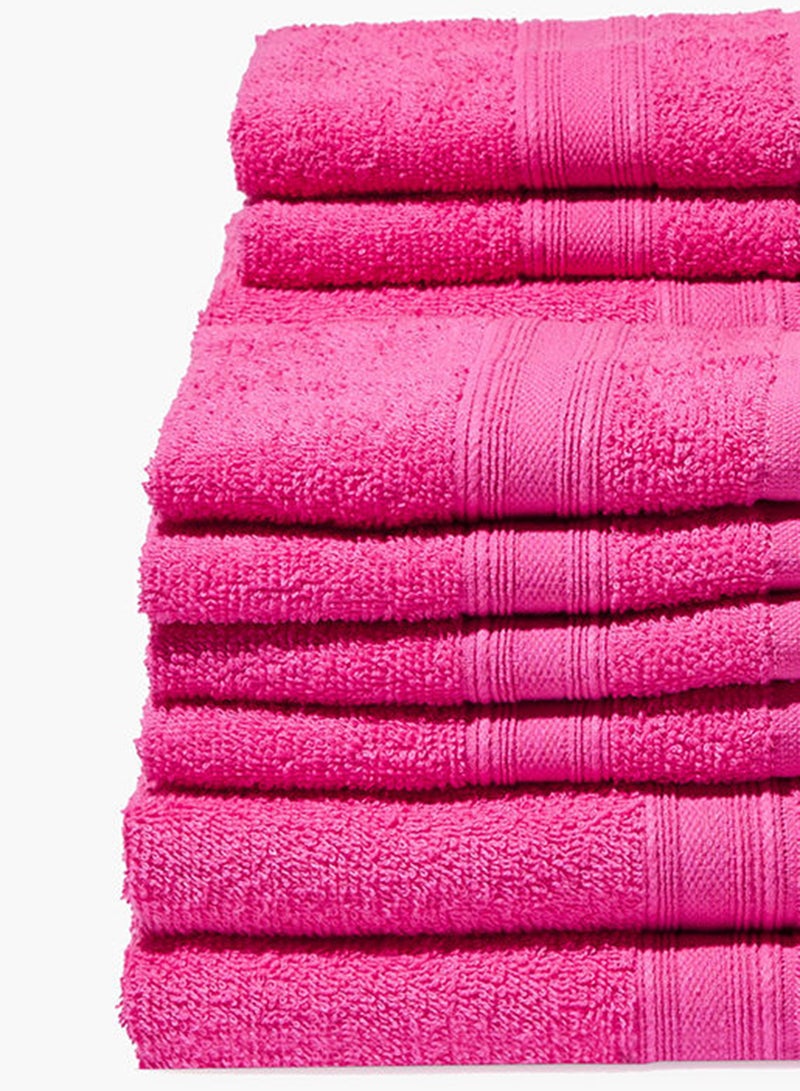 Amal - 12-Piece Towel Set, 100% Cotton Terry, Quick Dry, Fade Resistant, for Everyday Use, 2 Bath + 4 Hand + 6 Face, 400 GSM Fuchsia Fuchsia - Image 1
