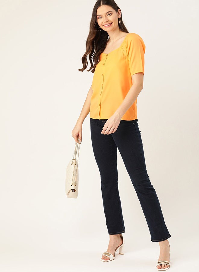 DressBerry Plain Front Open Top Orange  - Image 1