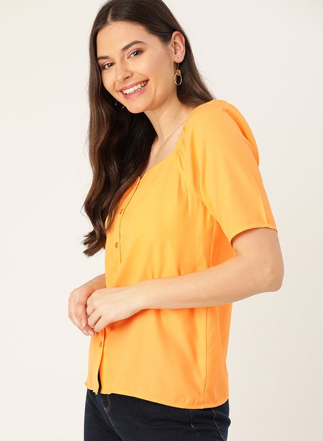 DressBerry Plain Front Open Top Orange  - Image 3