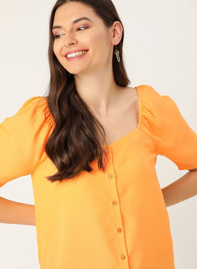 DressBerry Plain Front Open Top Orange  - Image 4
