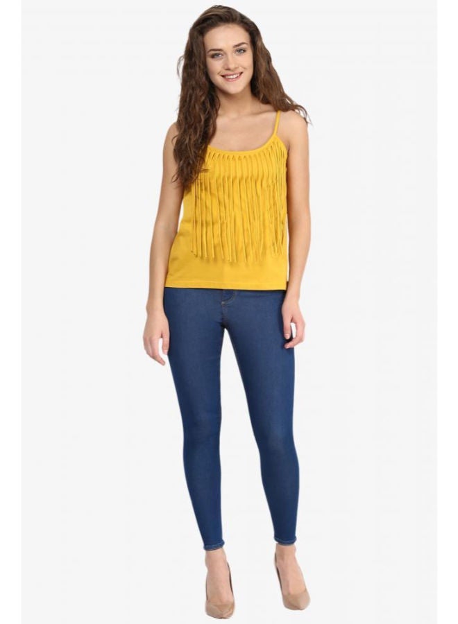 Miss Chase Never Say Fringe Top Yellow  - Image 1