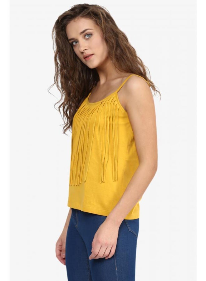 Miss Chase Never Say Fringe Top Yellow  - Image 3