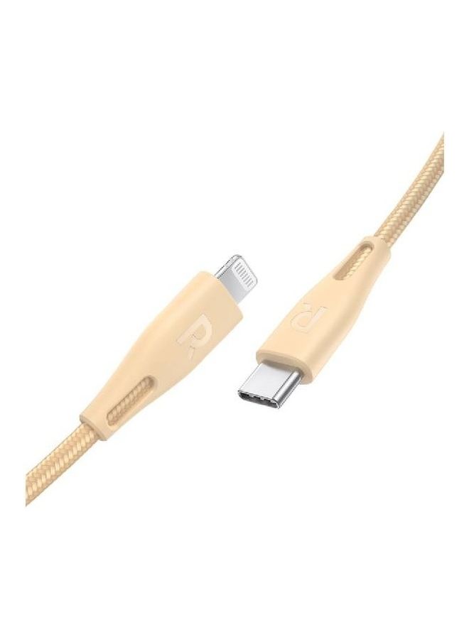 RAVPOWER RP-CB1018 Type-C To Lightning Cable Gold  - Image 2